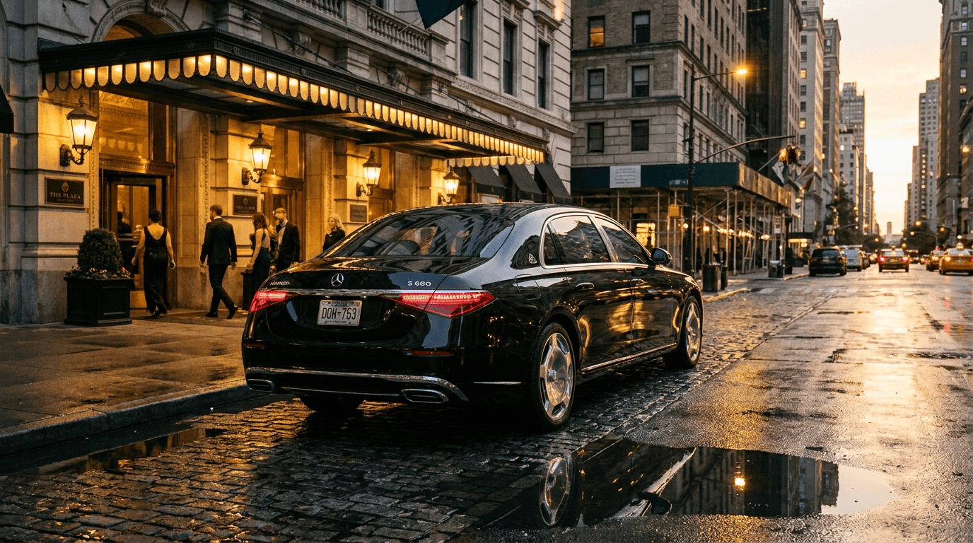 Mercedes S-Class at the Plaza Hotel